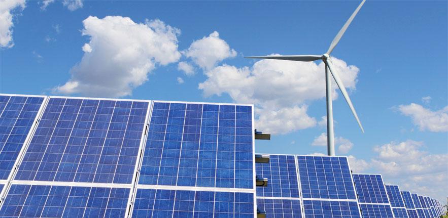Wind turbines in a field