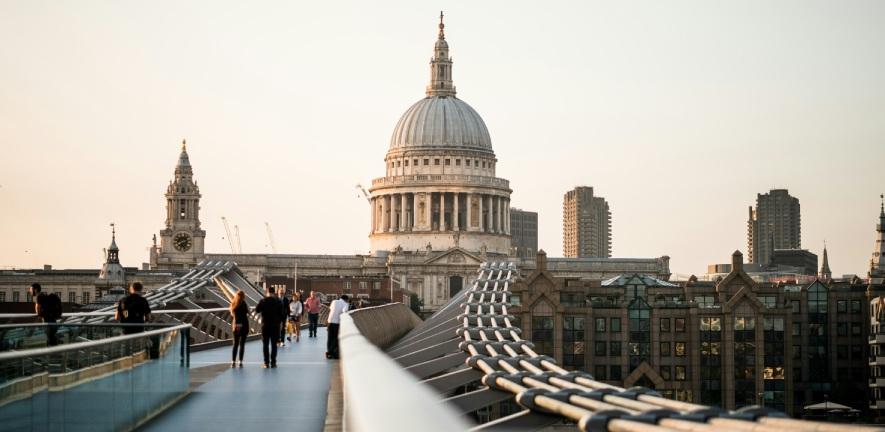 View of St Paul's Cathedral, London, across the Millennium Bridge View of St Paul's Cathedral, London, across the Millennium Bridge